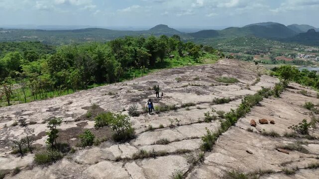 Aerial Drone Footage of Handi Gundi Trail, Ramanagara, Karnataka, India