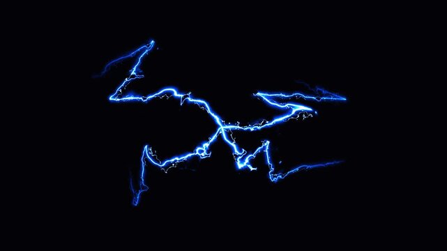Blue Shockwave Glowing Lightning Effect Overlay Anime Style. Lightning Energy Magic Spell and Aura Power Up VFX