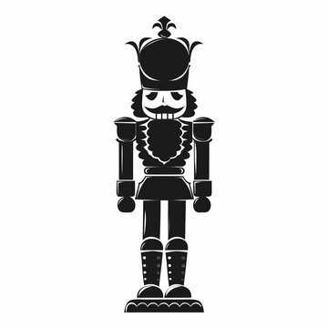 Black nutcracker skull, Gothic toy soldier, Halloween decoration, vector illustration