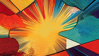 Fototapeta premium a vintage comic book page with halftone dots and primary colors
