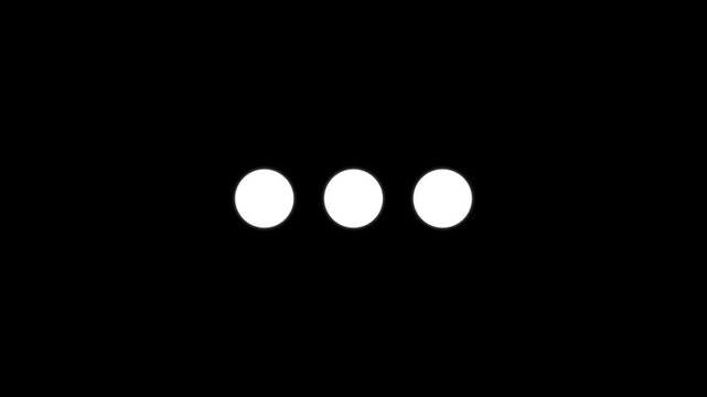 Three dot looping loading animation. Animation loading bar 3 dots looping progress icon. Loading is indicated by a dot. screen, sign, type, upload motion animation.