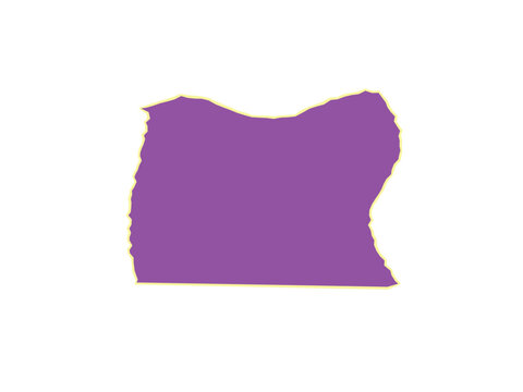 A vibrant purple flat shape representing the geographic state of oregon