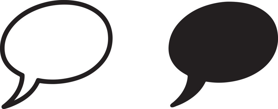 Speech bubble black silhouette and outline vector icon set.