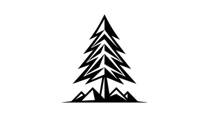 Obraz premium Black silhouette of a pine tree.