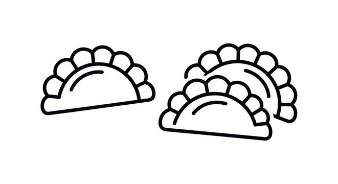 Simple line art icon of traditional dumplings or pierogi