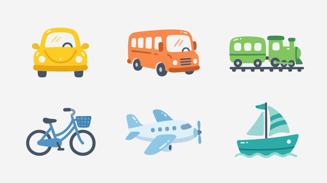 Collection of various transportation icons