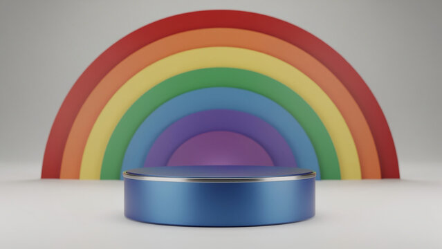 Vibrant rainbow light refraction through glass prism.