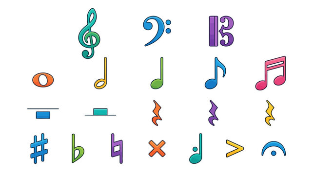 Colorful Music Notes and Symbols Collection - Music Elements