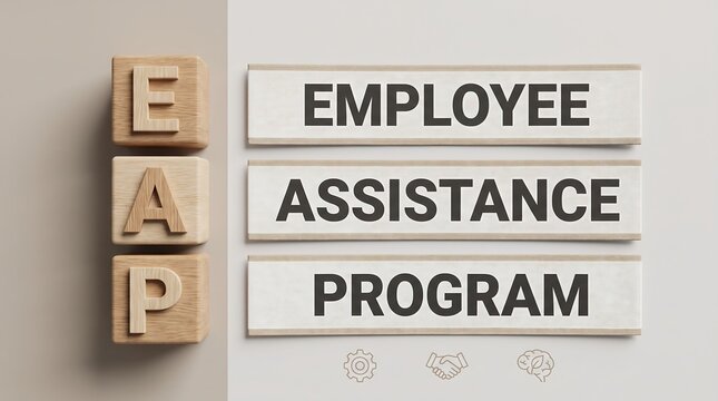 Employee Assistance Program EAP acronym on wooden blocks, corporate mental health and wellness concept, workplace support benefits for staff