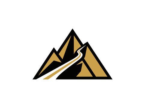 Majestic Mountain Pass Logo Design Emblematic Of Journey And Success