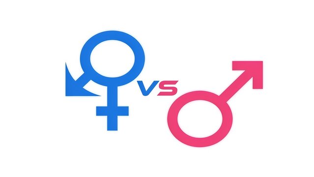 Female versus male gender symbols isolated on white background