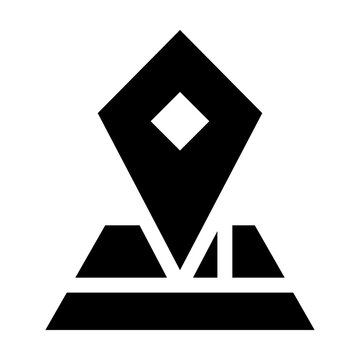 Guide Location sharp solid style icon featuring a location marker on layered platform representing guided destination and navigation point. 