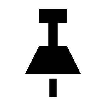Pin sharp solid style icon featuring a classic location pin symbol for marking destinations places maps and navigation layouts. 