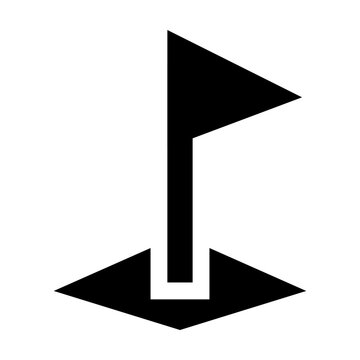 Triangular Flag sharp solid style icon featuring a triangular flag marker for finish points navigation maps and outdoor activities. 