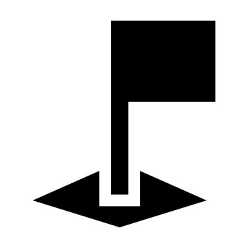 Square Flag sharp solid style icon featuring a square flag marker for marking checkpoints destinations and important map locations. 