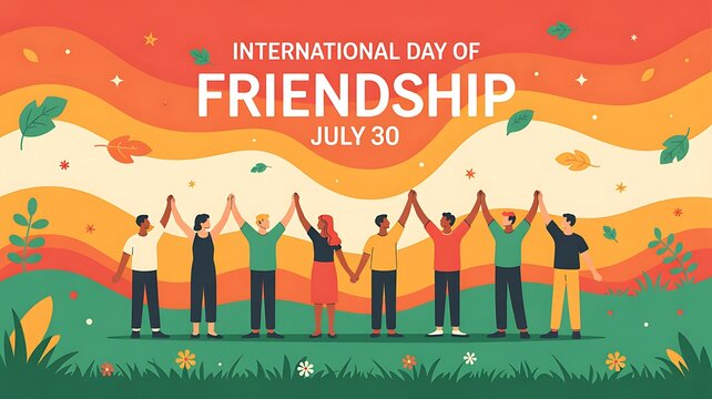 International day of friendship illustration with diverse group of people