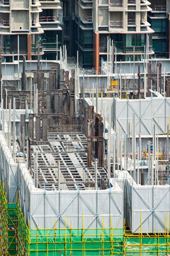 Aerial View of a Construction Site with Workers
