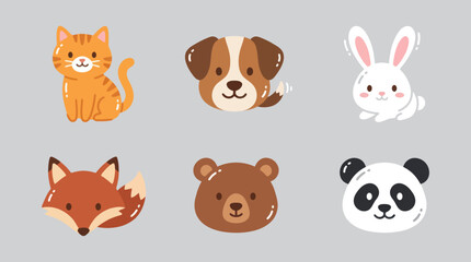 Cute animal faces collection © Bagas