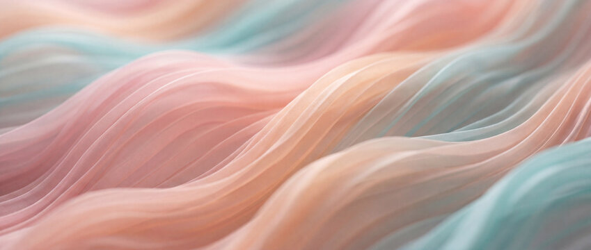 Pastel pleated fabric waves in soft pink and blue hues create a delicate, flowing texture, perfect for elegant fashion backgrounds, luxury branding, and feminine design templates