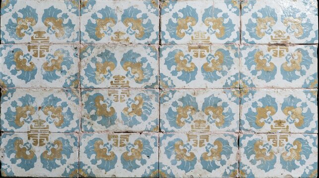 Vintage tiles background. Retro patterned floor or wall texture