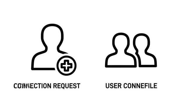 Icon set featuring a user connection request and group user connection, business