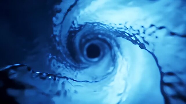 Abstract depiction of a swirling vortex of blue water.