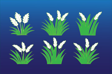 Fototapeta premium 6 Decorative Grass Flower Vector Set
