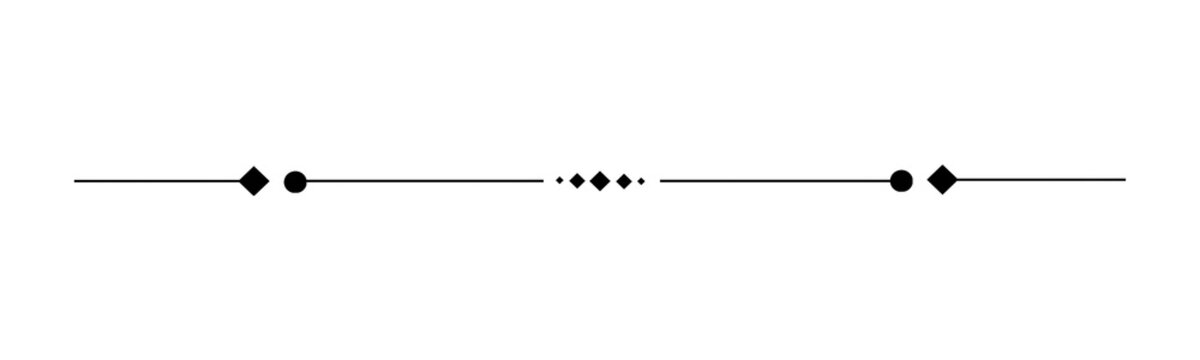 Symmetrical black graphic border element featuring clean lines circles and diamond shapes isolated perfectly