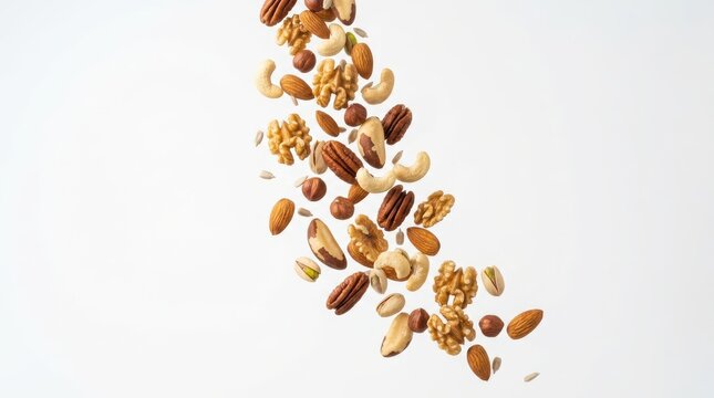 Nuts Mix Falling Through Air