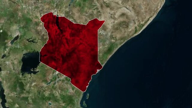 Kenya highlighted on Earth satellite map motion footage animation
