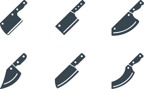 Collection of kitchen knives on white background for cooking and cutting