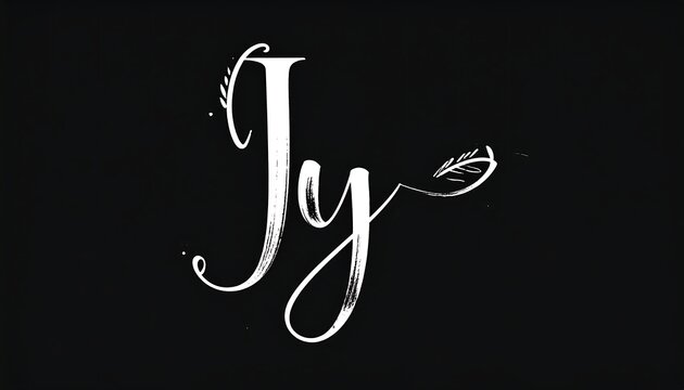 A black and white image with elegant cursive script letters