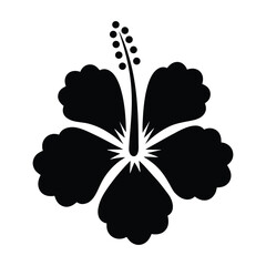 Tropical hibiscus icons vector pack. Simple flower graphics in outline, solid black, Summer clip art © SudebNag