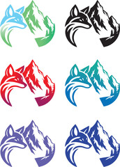 Naklejka premium Nature Inspired Wolf Mountain Logo Design