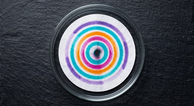 Circular Chromatography Disk With Controlled Radiant Pigment Rings