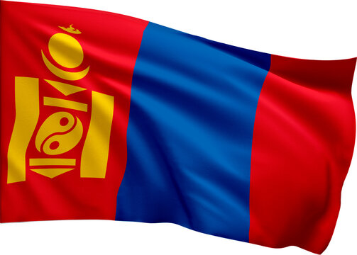 Mongolia Flag PNG with Transparent Background, Waving National Flag of Mongolia, Mongolia Country Symbol for Travel, Geography, Culture and International Design