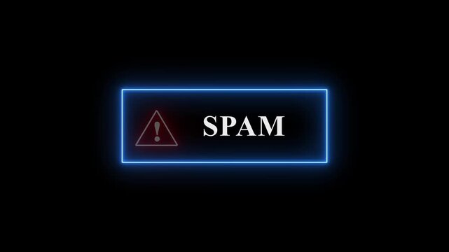 Neon line SPAM Button Alert with Exclamation icon. warning attention with fraud alert text icon animation red color danger risk alert road warning sign stop error signal emergency issue sign.