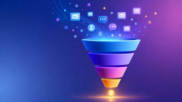 Abstract marketing automation funnel concept