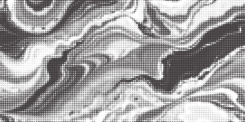 Fototapeta premium Monochrome marble halftone background featuring fluid black and white organic dot patterns, perfect for grungier retro designs.