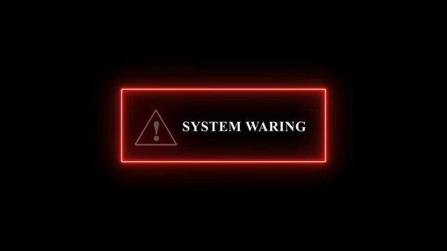 Neon line System warning Button Alert with Exclamation icon. warning attention with fraud alert text icon animation red color danger risk alert road warning sign stop error signal emergency issue sig