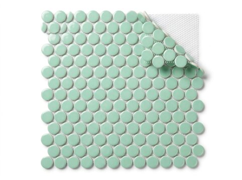 Mint Green Penny Round Mosaic Tile Sheet