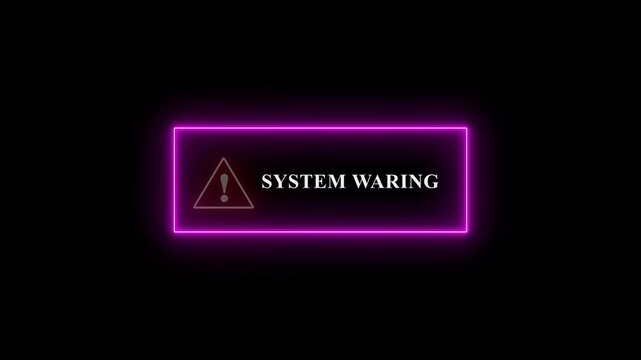 Neon line System warning Button Alert with Exclamation icon. warning attention with fraud alert text icon animation red color danger risk alert road warning sign stop error signal emergency issue sig
