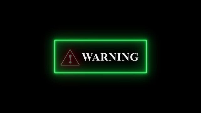 Neon line Warning Button Alert with Exclamation icon. warning attention with fraud alert text icon animation red color danger risk alert road warning sign stop error signal emergency issue sign.
