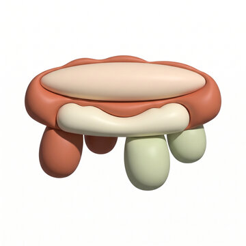 Cute Toddler Table: A charming, low-to-the-ground table designed for toddlers, featuring a soft-toned, rounded surface and sturdy, stubby legs.