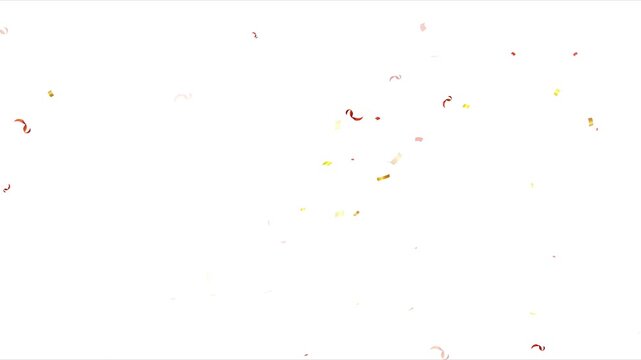 Confetti on white background, loop animation background. festive colorful confetti rain on alpha matte. 3D animation of exploding confetti White Background. 4k video.