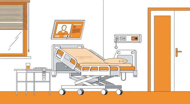 Hospital Room Interior Illustration Of Patient Bed And Medical Care Design