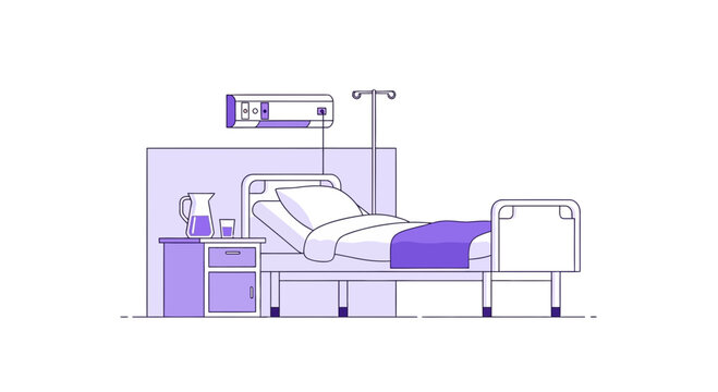 Hospital Room Interior Illustration Of Patient Bed And Medical Equipment Design Graphics