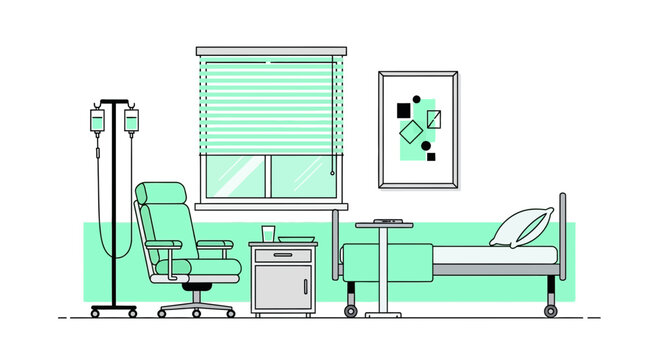 Hospital Room Interior Illustration Of Patient Bed And Medical Equipment Design