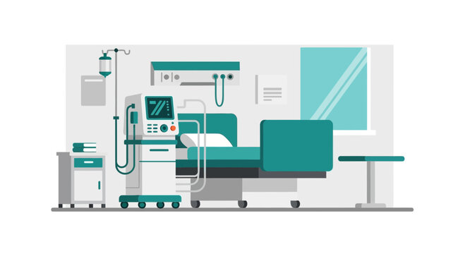 Hospital Room Interior Illustration Of Patient Bed And Medical Equipment Design