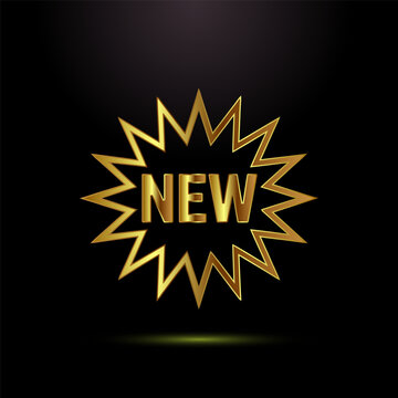 A golden new label icon signifying a fresh product release or special offer.